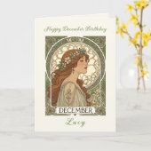 December Birthday Narcissus Art Nouveau Style Karte (Gelbe Blume)