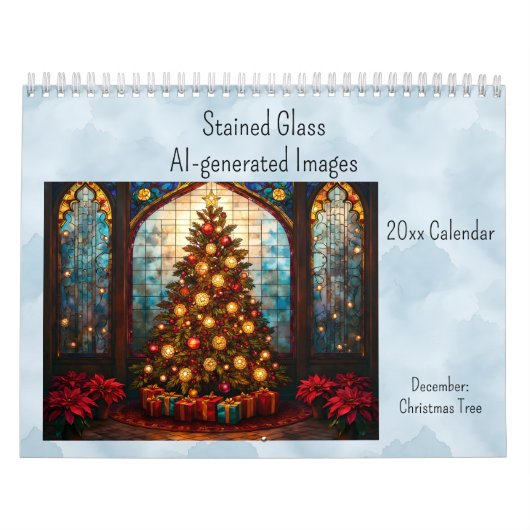 December Christmas Tree Stained Glass AI-generated Kalender (Titelbild)