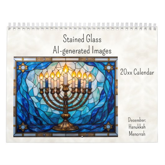 December Hanukkah Theme Stained Glass AI-generated Kalender (Titelbild)