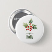 December Holly Birth Flower Flat Thank You Button (Vorne & Hinten)