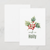 December Holly Birth FlowerThank You Card Dankeskarte (Vorne/Hinten)