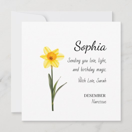 December Narcissus Personalized Birthday Karte (Vorderseite)