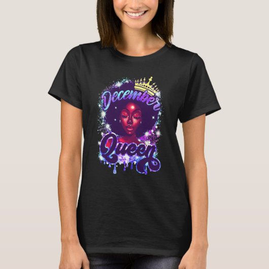 December Queen Black Women Black Queen Happy Birth T-Shirt (Vorderseite)