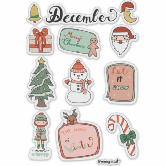 December Sticker Sheet - Snowman & Christmas Joy (Vorderseite)