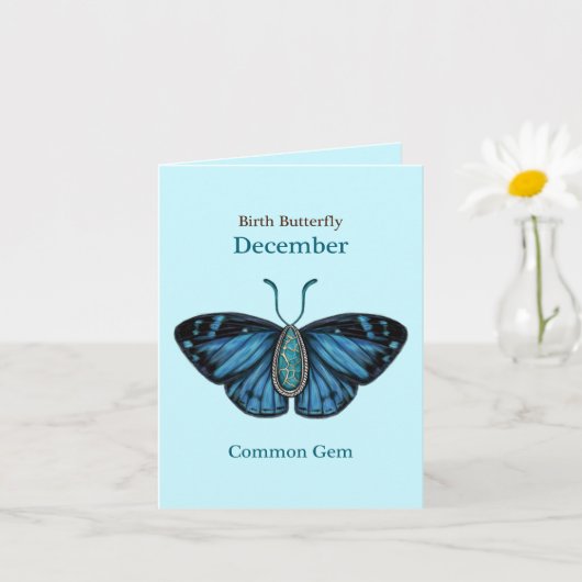 December Turquoise Common Gem Butterfly Art Karte (Kleine Pflanze)