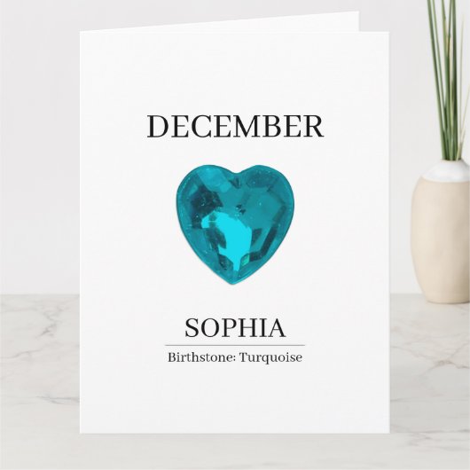 December Turquoise Personalized Birthday Card Karte (Vorderseite)