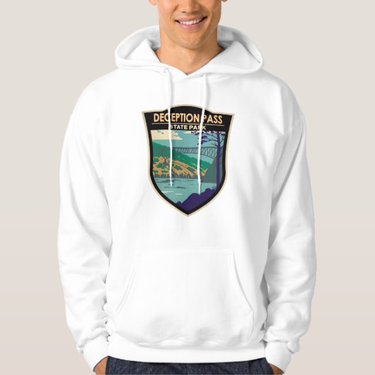 Deception Pass Staat Bridge Washington Abzeichen Hoodie (Vorderseite)
