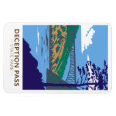 Deception Pass Staat Park Bridge Washington Retro Magnet (Horizontal)
