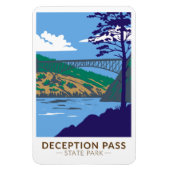 Deception Pass Staat Park Bridge Washington Retro Magnet (Vertikal)