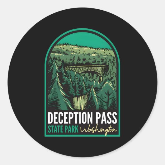 Deception Pass Staat Park Washington Runder Aufkleber (Vorderseite)