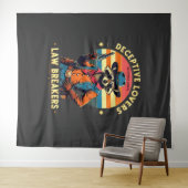 🐾 "Deceptive Lovers, Law Breakers" - Raccoon 🔥 � Wandteppich (Beispiel (Horizontal))