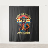 🐾 "Deceptive Lovers, Law Breakers" - Raccoon 🔥 � Wandteppich (Vorderseite)