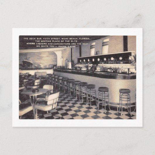 Deck Bar, Miami Beach, Florida Vintag Postkarte (Vorderseite)