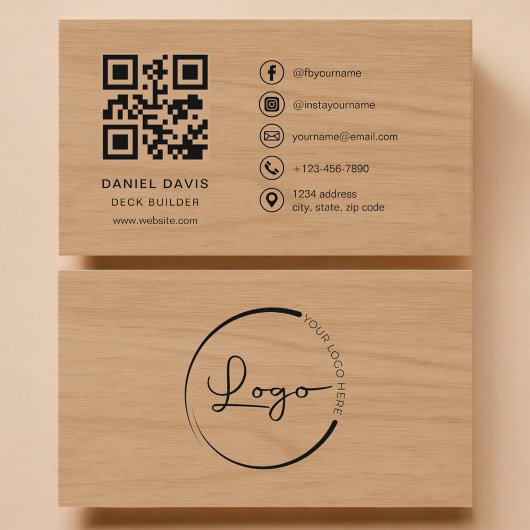 Deck-Builder-Holz-Professionell-QR-Code Visitenkarte