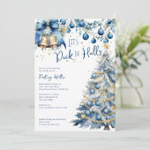 Deck das blaue Weihnachtsfest-Brautparty in den Ha Einladung (Stehend Vorderseite)