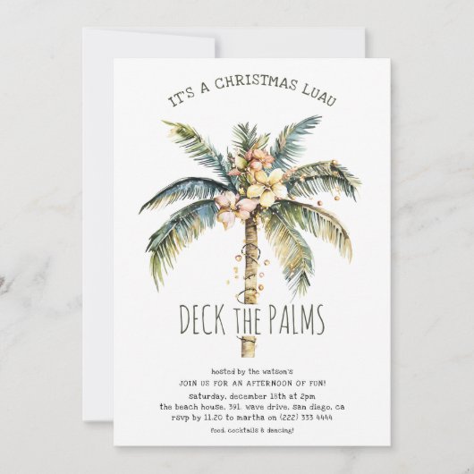 Deck das Palms Weihnachts-Luau-Party Einladung (Vorderseite)