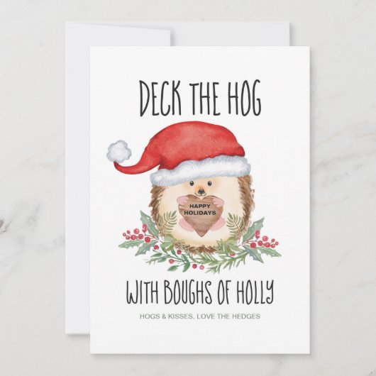 Deck den Hog Igel Santa Holly Weihnachten (Vorderseite)