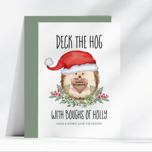 Deck den Igel-Hedgehog Weihnachten Stechpalme