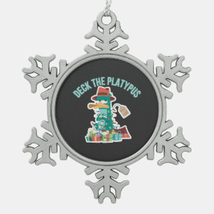 Deck den Schnabeltier Lustige Weihnachtsparodie Ur Schneeflocken Zinn-Ornament