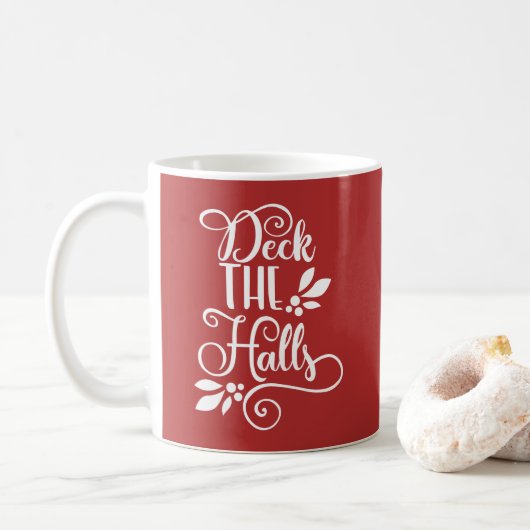 Deck der Hallen Typografie Holidays Kaffeetasse (Mit Donut)