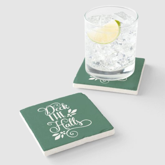 Deck der Hallen Typografie Holidays Steinuntersetzer (Seitenansicht)