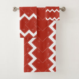Deck der roten Quadrate Badhandtuch Set