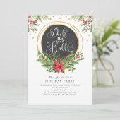 Deck Die Hallen Extravagantes Weihnachtsfest Party Einladung (Stehend Vorderseite)