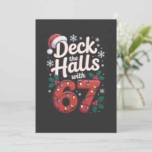 Deck die Hallen mit 6 7 Lustigem Weihnachten Sechs Dankeskarte (Stehend Vorderseite)