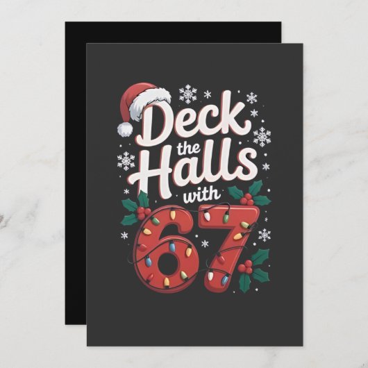 Deck die Hallen mit 6 7 Lustigem Weihnachten Sechs Dankeskarte (Vorne/Hinten)
