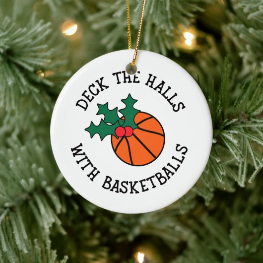 Deck die Hallen mit Basketballs Weihnachtssport Keramik Ornament (Baum)