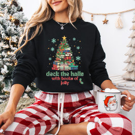 Deck Die Hallen mit Büchern über Jolly Weihnachten Sweatshirt