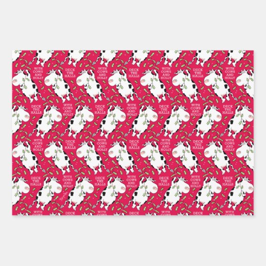 DECK DIE HALLEN MIT COWS & HOLLY Sandra Boynton Geschenkpapier Set (Vorderseite 3)