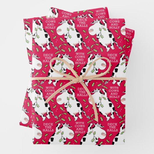 DECK DIE HALLEN MIT COWS & HOLLY Sandra Boynton Geschenkpapier Set (Beispiel)