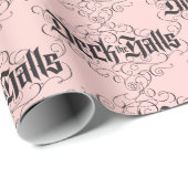 Deck die Hallen Moderne Buchstaben Rosa Schwarz W Geschenkpapier (Rolleneckpunkt)