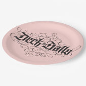 Deck die Hallen Moderne Weihnachten Rosa Schwarz Pappteller (Schrägansicht)