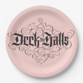 Deck die Hallen Moderne Weihnachten Rosa Schwarz Pappteller (Vorderseite)