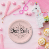 Deck die Hallen Moderne Weihnachten Rosa Schwarz Pappteller (Party)