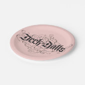 Deck die Hallen Moderne Weihnachten Rosa Schwarz Pappteller (Schrägansicht)