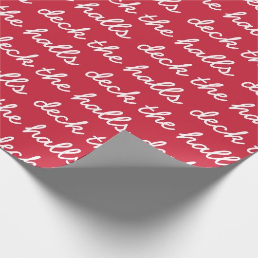 Deck die Hallen Modernes Weißes Script Weihnachten Geschenkpapier (Ecke)