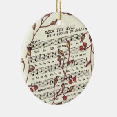 Deck die Hallen Noten Weihnachten Personalisiert Keramik Ornament (Rechts)