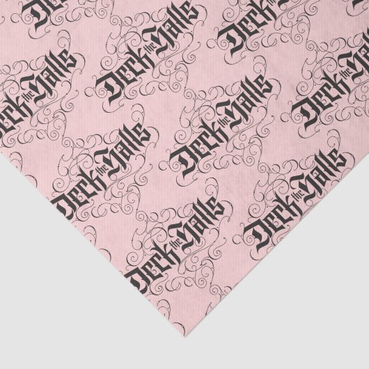 Deck die Hallen Weihnachtskalligrafie Rosa Seidenpapier (Ausschnitt)