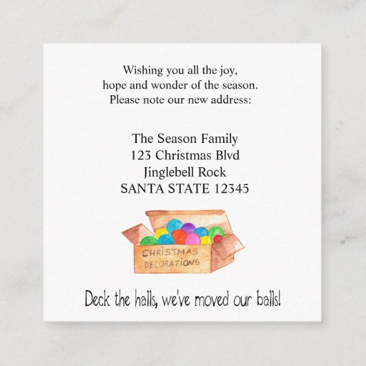 Deck die Hallen, wir haben unsere Bälle verschoben Begleitkarte (Rückseite)