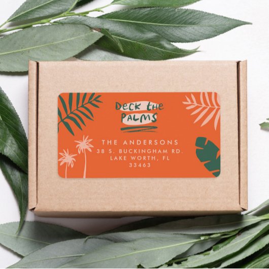 Deck die Palmen hellen farbenfrohen Weihnachten Adressaufkleber