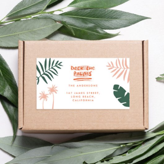 Deck die Palmen hellen farbenfrohen Weihnachten Adressaufkleber