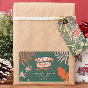 Deck die Palmen Weihnachten tropischen modern Rechteckiger Aufkleber