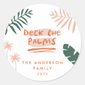 Deck die Palmen Weihnachten tropisches modernes Fo Runder Aufkleber (Vorderseite)