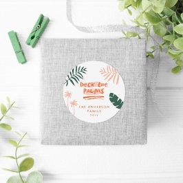 Deck die Palmen Weihnachten tropisches modernes Fo Runder Aufkleber