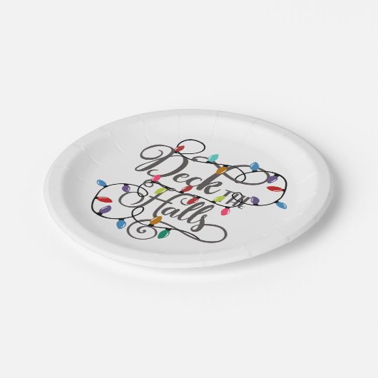 Deck Hallen Weihnachten Pappteller (Schrägansicht)