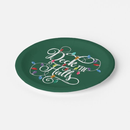 Deck Hallen Weihnachten Pappteller (Schrägansicht)