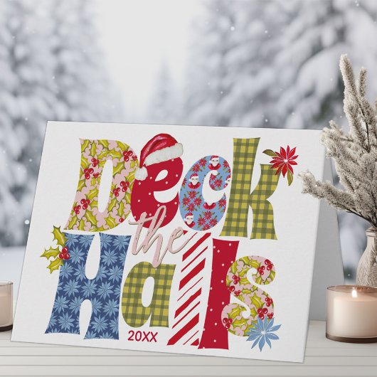 Deck Halls Holiday Patchwork Familie Weihnachten Karte